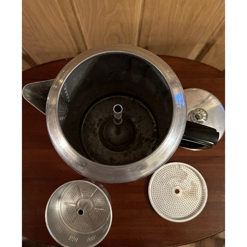 Vtg Century Aluminum Ware Percolator Coffee Pot 20 Cup.Camping Hiking. USA. EUC!
